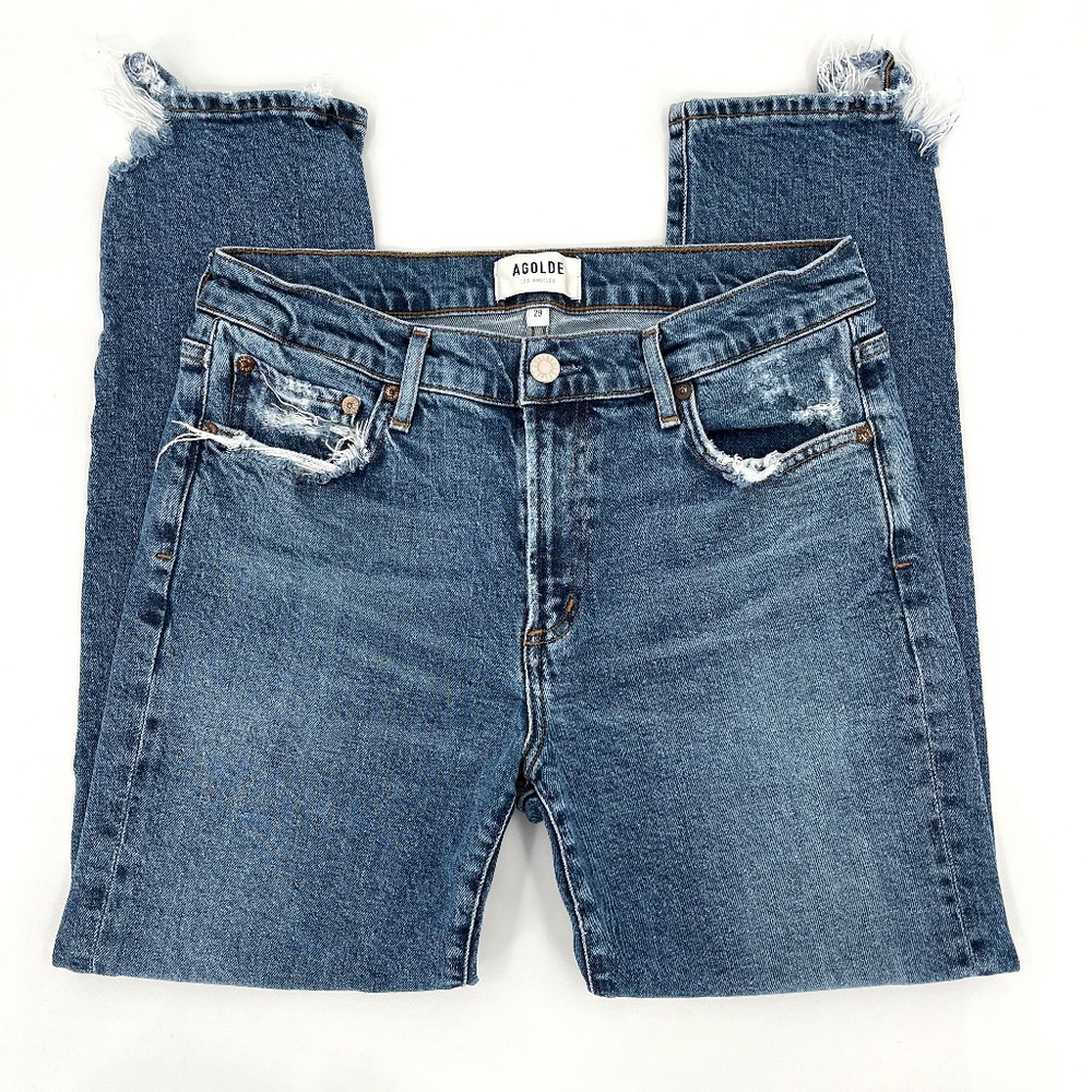 Agolde Toni Distressed Medium Wash Skinny Jeans